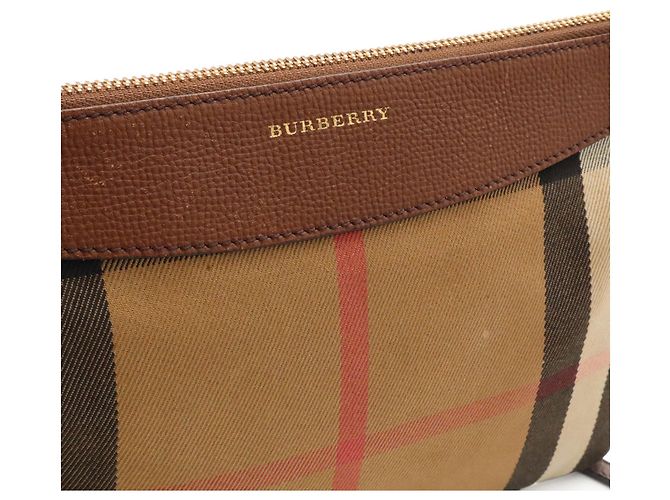 Clutch Burberry House Check Marrom Preto Bege - vista 8