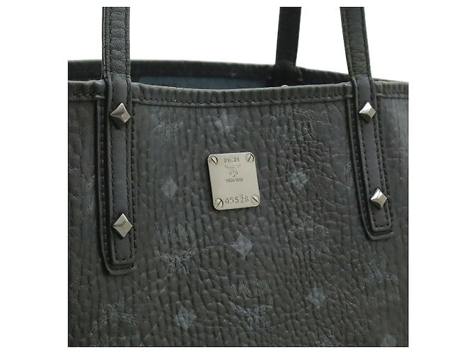 Saco Tote MCM Visetos Glam Preto Azul - vista 10