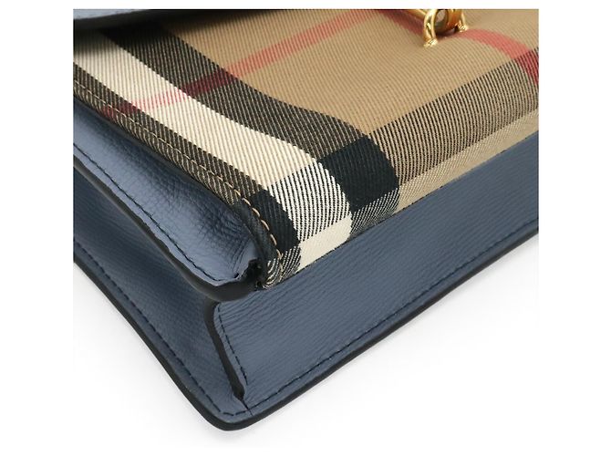 Borsa a tracolla Burberry Macken Multicolore Beige Blu chiaro - vista 4