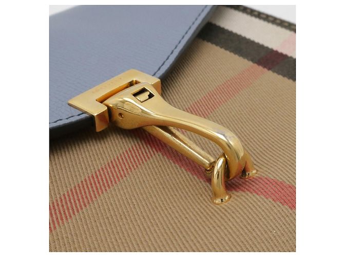 Borsa a tracolla Burberry Macken Multicolore Beige Blu chiaro - vista 5