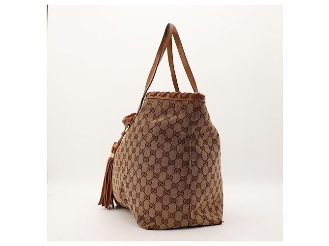 Bamboo Gucci Borsa Tote in Tela Monogramma GG con Nappe in Bambù Marrone - vista 2