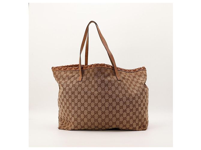 Bamboo Gucci Borsa Tote in Tela Monogramma GG con Nappe in Bambù Marrone - vista 3