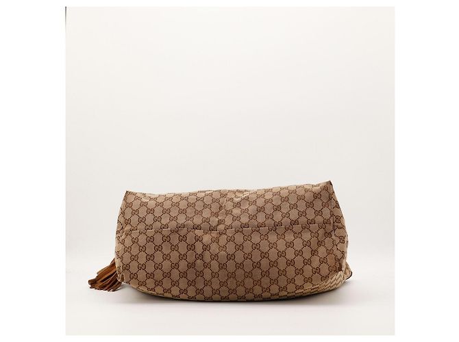 Bamboo Gucci Borsa Tote in Tela Monogramma GG con Nappe in Bambù Marrone - vista 5