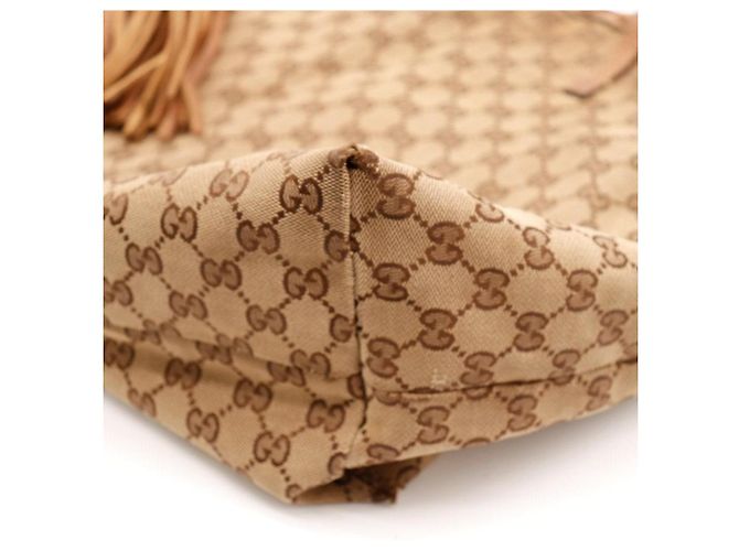 Bamboo Gucci Borsa Tote in Tela Monogramma GG con Nappe in Bambù Marrone - vista 9