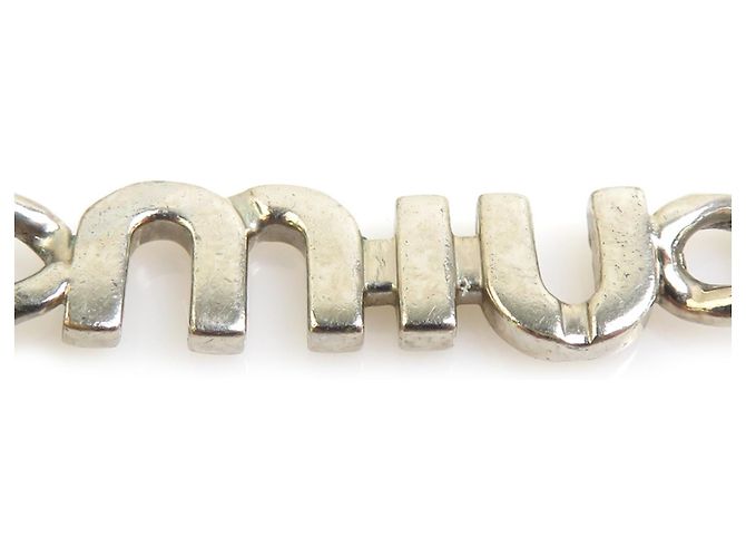 Colar de pérolas falsas Miu Miu Prata Branco - vista 2