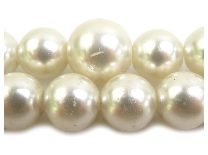 Colar de pérolas falsas Miu Miu Prata Branco - vista 4