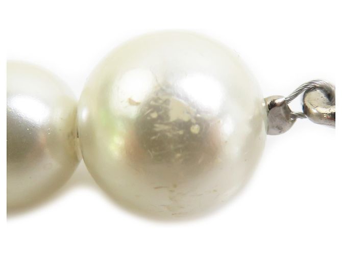 Colar de pérolas falsas Miu Miu Prata Branco - vista 5