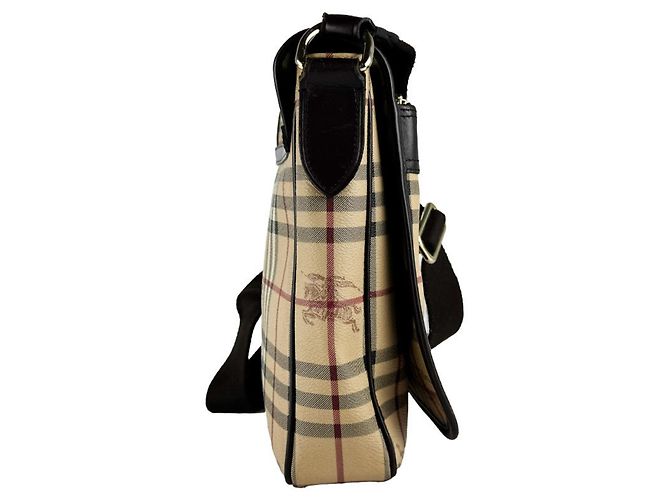 Borsa a tracolla Burberry in pelle PVC beige e marrone - vista 2