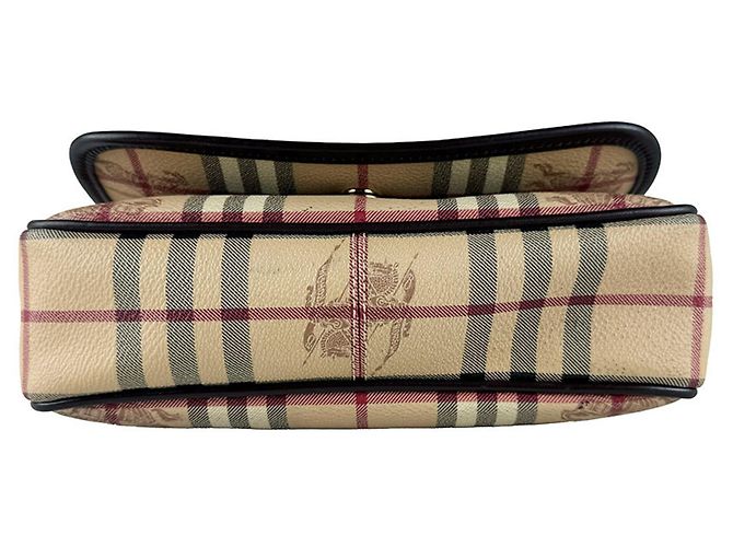 Borsa a tracolla Burberry in pelle PVC beige e marrone - vista 4