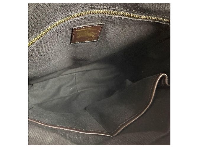 Borsa a tracolla Burberry in pelle PVC beige e marrone - vista 5