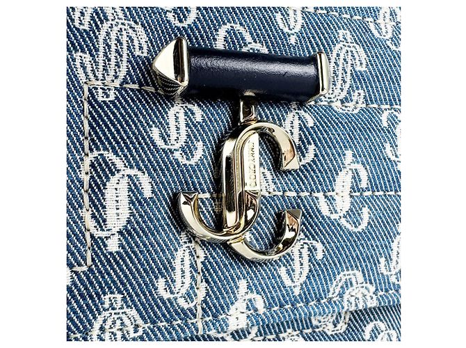 Borsa a tracolla Jimmy Choo Micro Avenue Quad in Denim Blue - vista 11