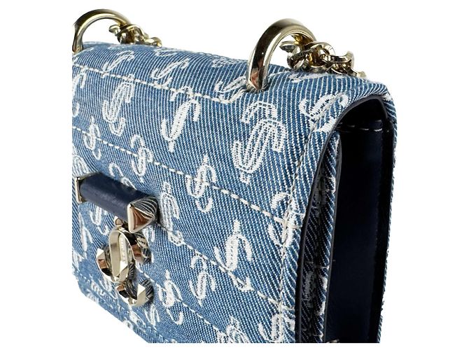 Borsa a tracolla Jimmy Choo Micro Avenue Quad in Denim Blue - vista 6