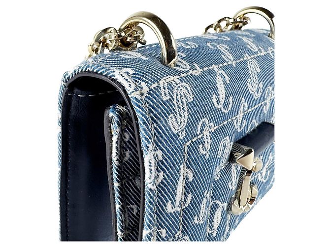 Borsa a tracolla Jimmy Choo Micro Avenue Quad in Denim Blue - vista 7