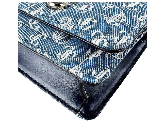 Borsa a tracolla Jimmy Choo Micro Avenue Quad in Denim Blue - vista 8