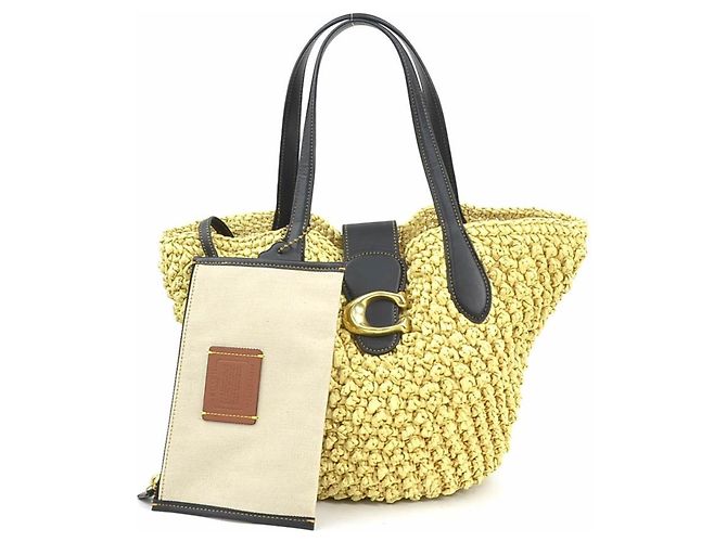 Bolso Coach de cuero y rafia Negro - vista 13