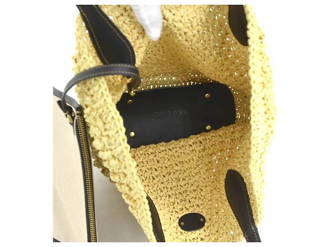 Bolso Coach de cuero y rafia Negro - vista 5