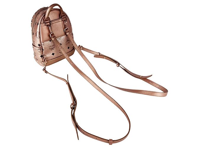 Mochila de couro MCM em Pink Beige Bege - vista 10