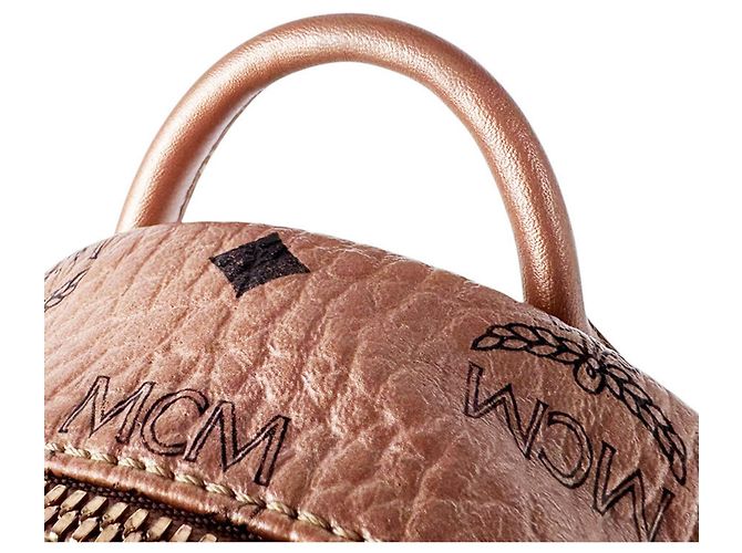 Mochila de couro MCM em Pink Beige Bege - vista 11