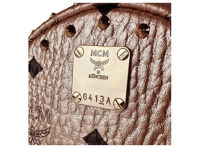 Mochila de couro MCM em Pink Beige Bege - vista 12