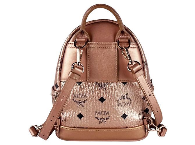 Mochila de couro MCM em Pink Beige Bege - vista 3
