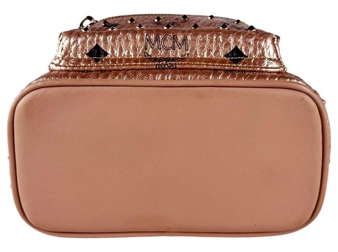 Mochila de couro MCM em Pink Beige Bege - vista 4