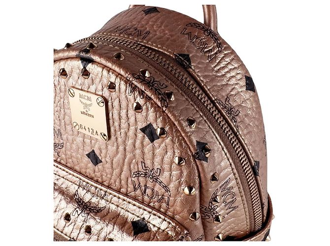 Mochila de couro MCM em Pink Beige Bege - vista 6