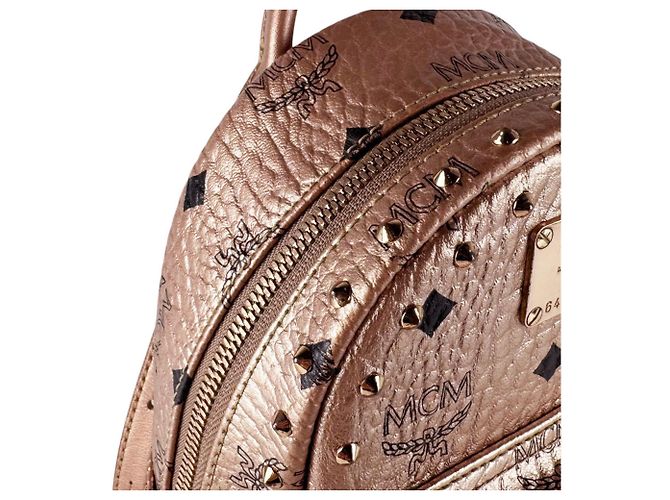 Mochila de couro MCM em Pink Beige Bege - vista 7