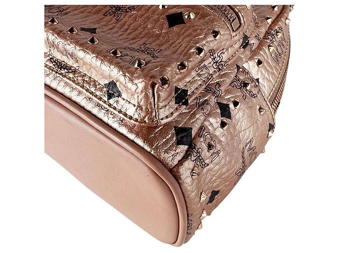 Mochila de couro MCM em Pink Beige Bege - vista 8