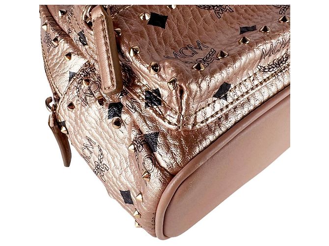 Mochila de couro MCM em Pink Beige Bege - vista 9