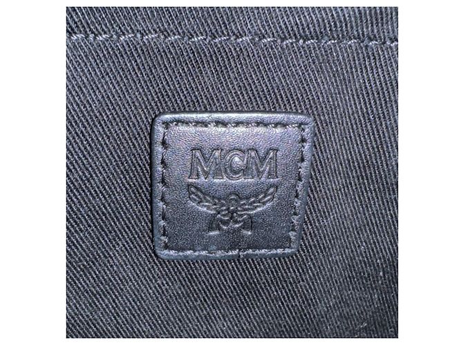 Bolsa Tiracolo em Couro Preto e Branco MCM - vista 12