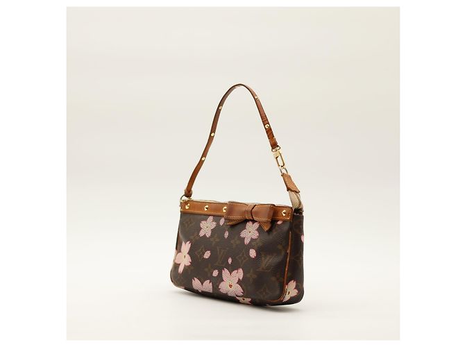Louis Vuitton Pochette Accessoires Monogram Cherry Blossom Marrone Rosa Monogramma - vista 2