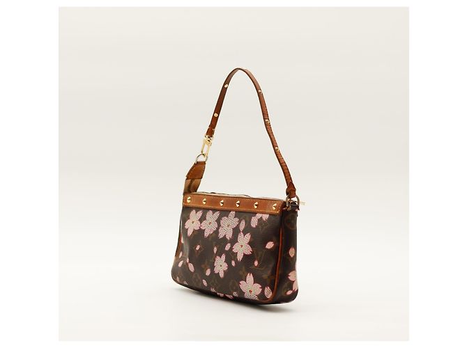 Louis Vuitton Pochette Accessoires Monogram Cherry Blossom Marrone Rosa Monogramma - vista 4
