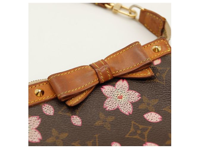 Louis Vuitton Pochette Accessoires Monogram Cherry Blossom Marrone Rosa Monogramma - vista 7