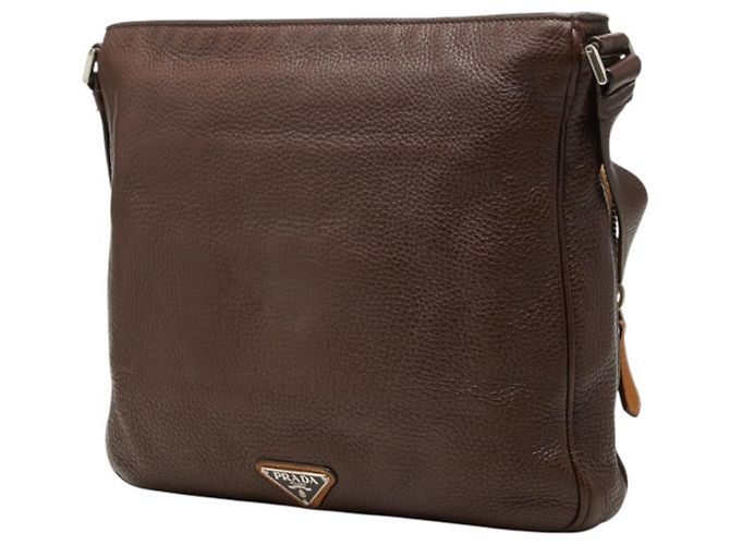 Borsa a tracolla Prada con placca logo triangolare Marrone Cammello - vista 2