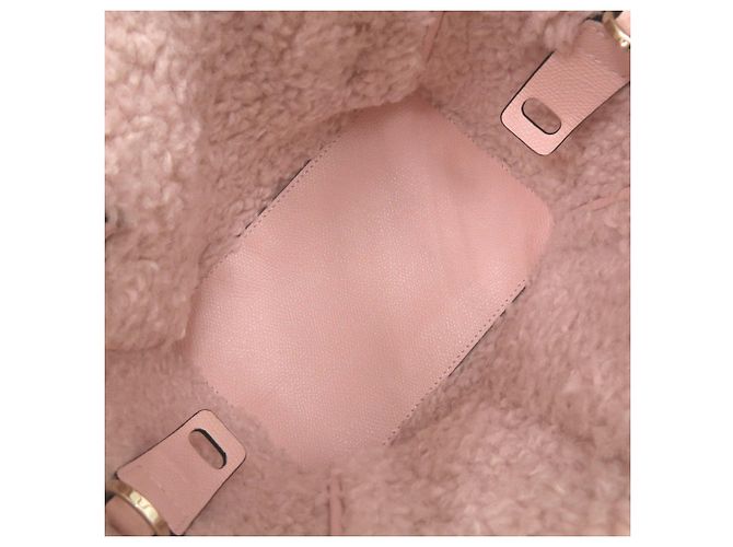 Borsa Bucket Bag Micro Valextra in pelle e lana shearling Rosa Borsa a mano 2 vie - vista 8