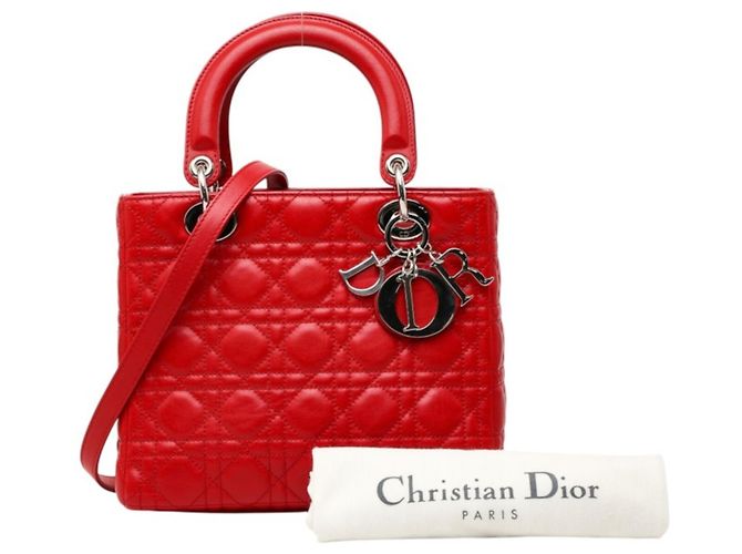 Borsa Christian Dior Lady Dior Cannage Rosso - vista 11