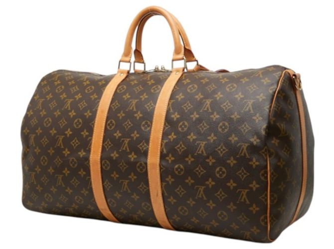 Louis Vuitton Monogram Keepall Bandoulière 55 Boston Bag Marrone - vista 2