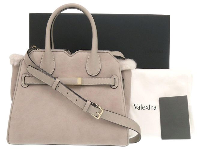 Mini mala de shearling Valextra Milano Bege - vista 2