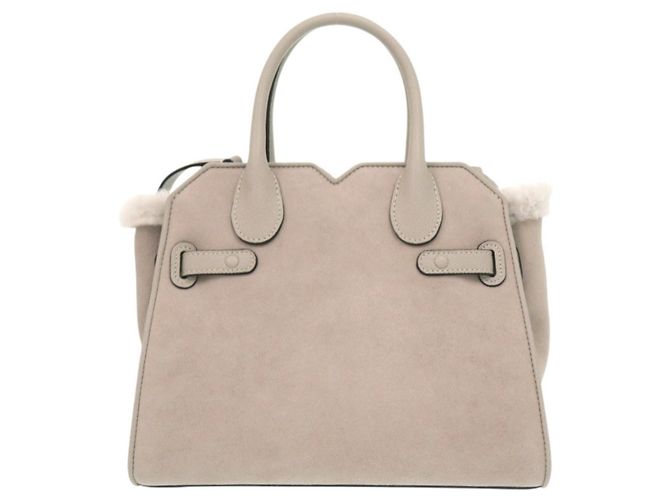 Mini mala de shearling Valextra Milano Bege - vista 3