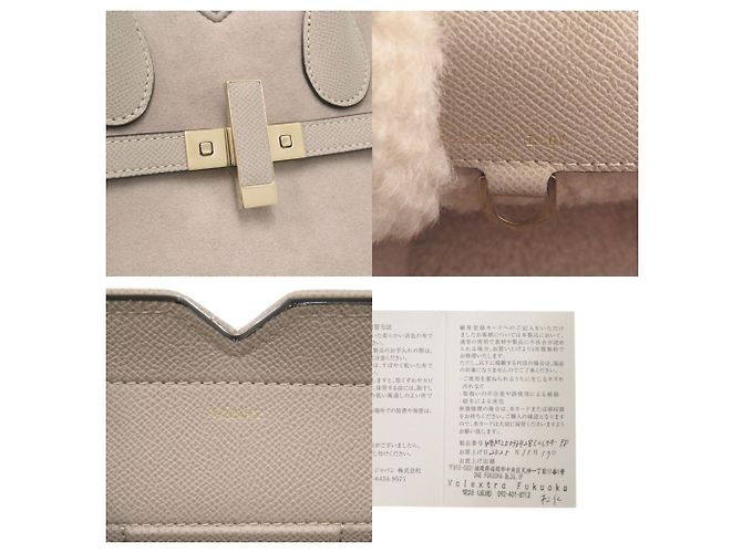 Mini mala de shearling Valextra Milano Bege - vista 9