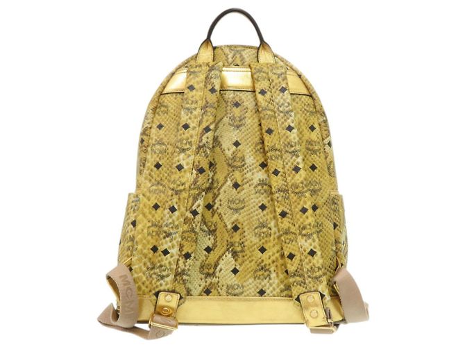 Zaino in pelle goffrata oro MCM D'oro - vista 2