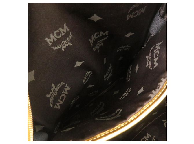 Zaino in pelle goffrata oro MCM D'oro - vista 6