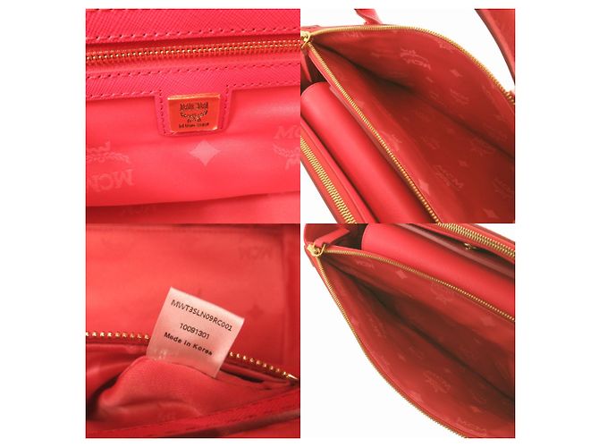 Bolso de mano de cuero rojo 2-Way MCM Logo Roja - vista 10