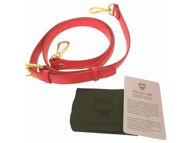 Bolso de mano de cuero rojo 2-Way MCM Logo Roja - vista 5