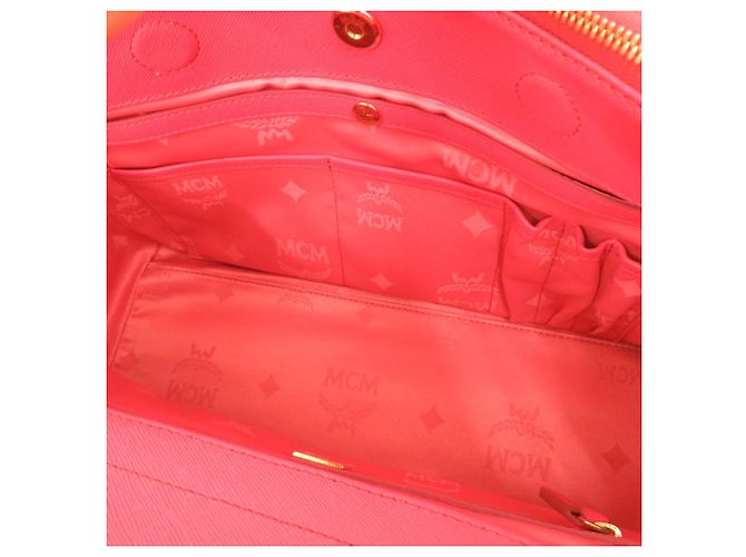 Bolso de mano de cuero rojo 2-Way MCM Logo Roja - vista 9