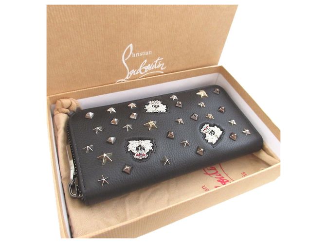 Christian Louboutin Bi-Fold Langbeutel aus schwarzem Leder - Ansicht 2