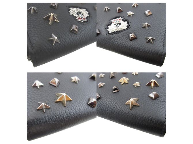 Christian Louboutin Bi-Fold Langbeutel aus schwarzem Leder - Ansicht 8