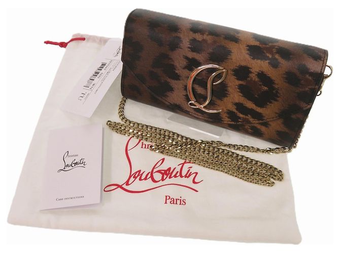 Borsa a tracolla in pelle con stampa leopardata Christian Louboutin Marrone - vista 2