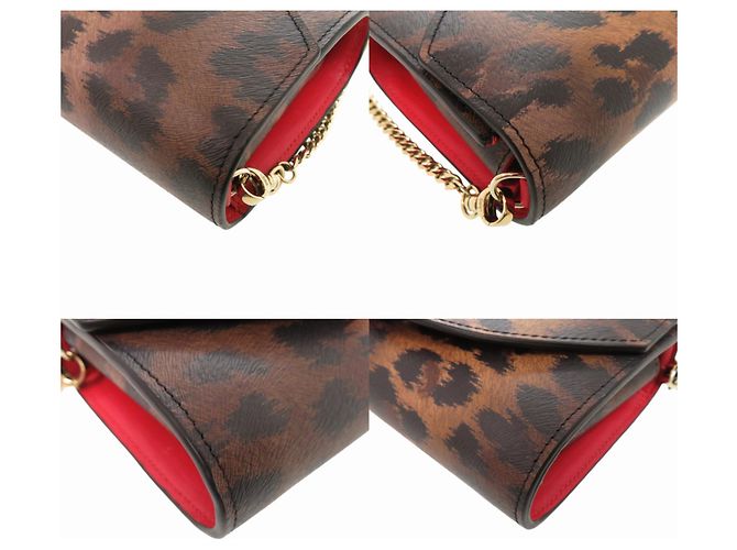 Borsa a tracolla in pelle con stampa leopardata Christian Louboutin Marrone - vista 4