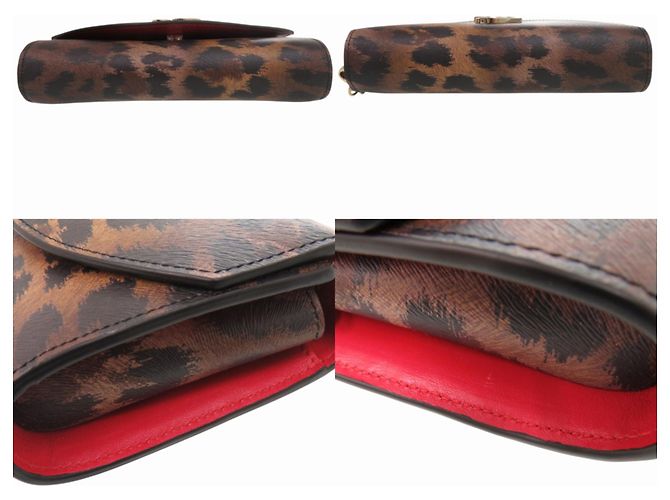 Borsa a tracolla in pelle con stampa leopardata Christian Louboutin Marrone - vista 5